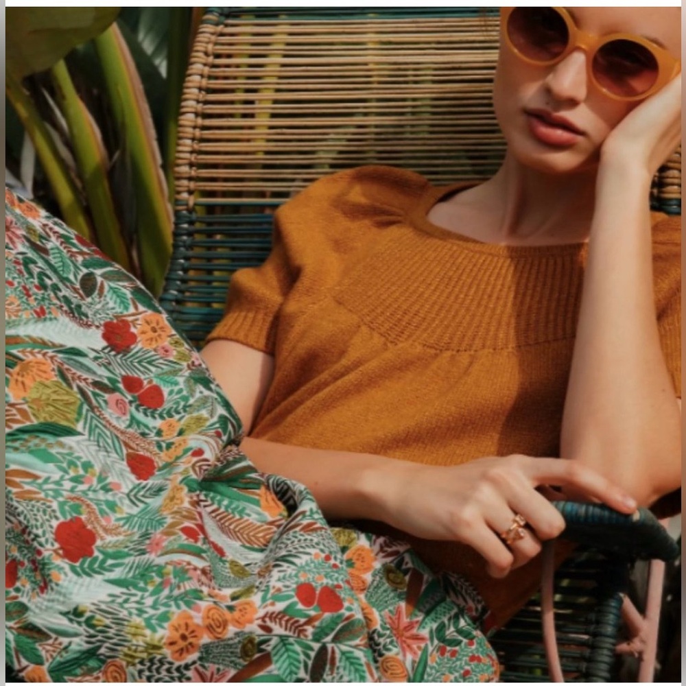 Anthropologie Floral Midi Skirt – Botanical Print, A-Line Silhouette 12 - Picture 6 of 6